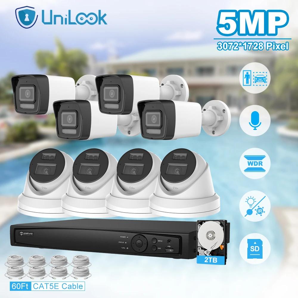 Unilook  ȣ ̴ IP ī޶ ý ŰƮ, ǳ 8CH 4K NVR CCTV  ý, P2P View IP66, 5MP, 8 